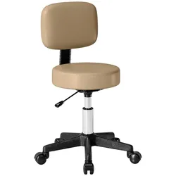 MODFU Rollhocker mit Rückenlehne, Kunstleder, Braun, höhenverstellbar 43–55 cm