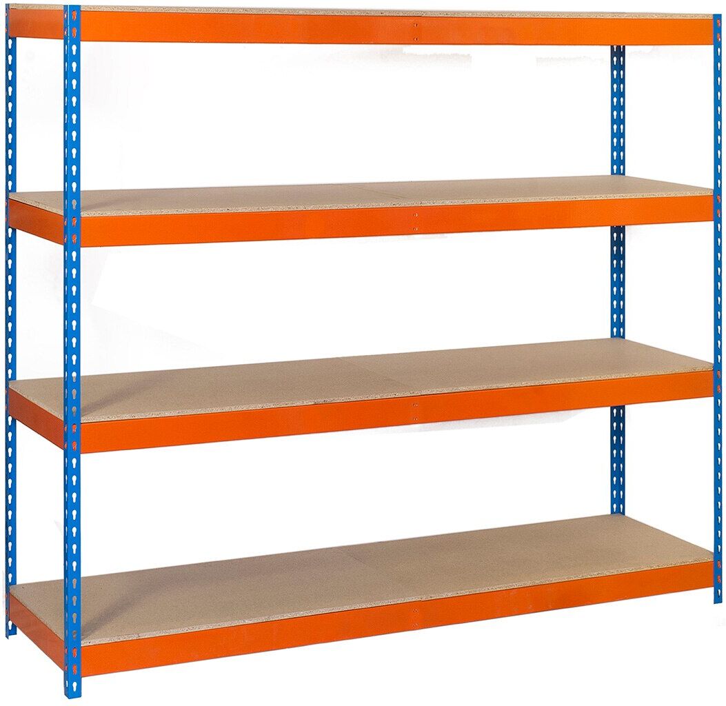 SIMONRACK Estantería metálica SIMONFORTE 4 Estantes.  (200 x 150 x 75 cm) Azul / Naranja / Madera