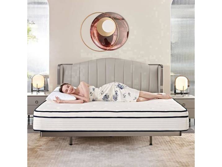 Matelas 140×200 cm à ressorts ensachés soutien orthopédique de la colonne vertébrale à 7 zones hauteur 25 cm