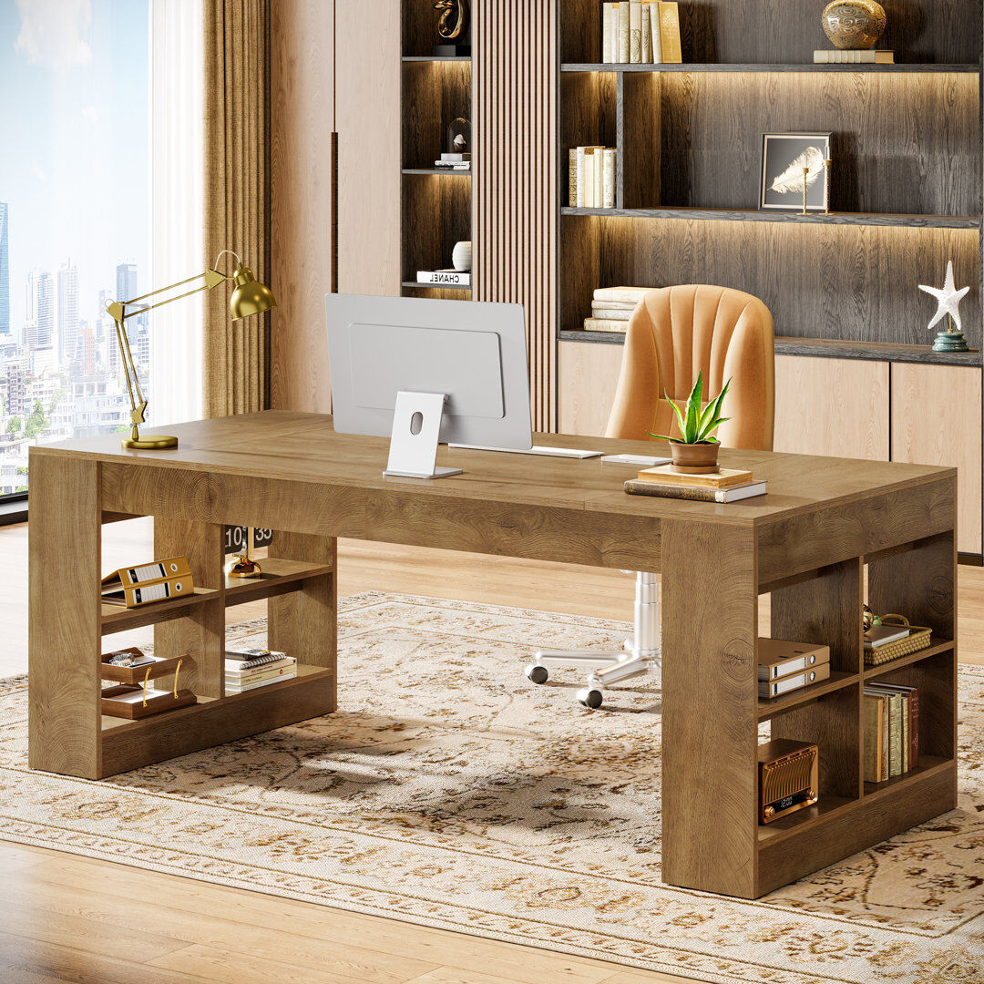 Blue Elephant Computer Desk Brown 74.93cm H X 180.09cm W X 80.01cm D