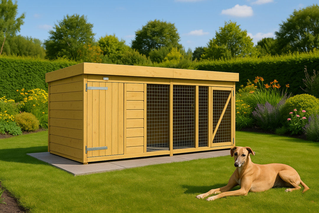 Archie & Oscar Dog Kennel and Run Green 127cm H x 185cm W x 185cm D