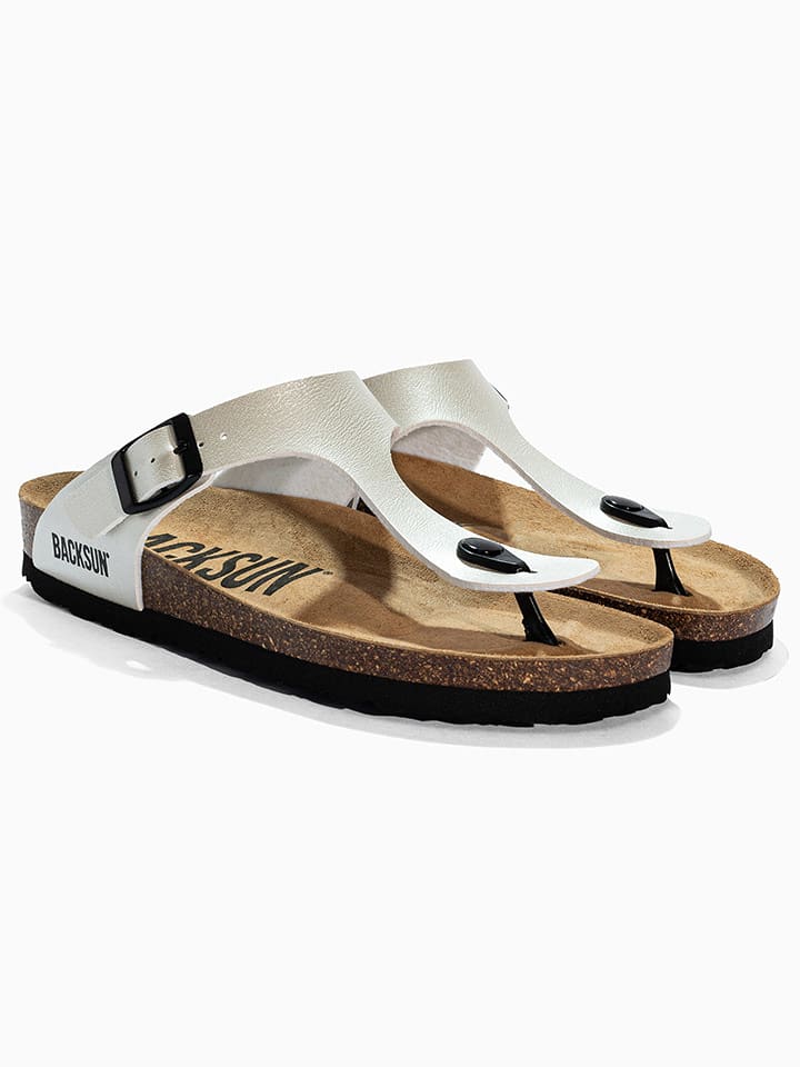 BACKSUN Leder-Zehentrenner "Singapore" in Creme - 38