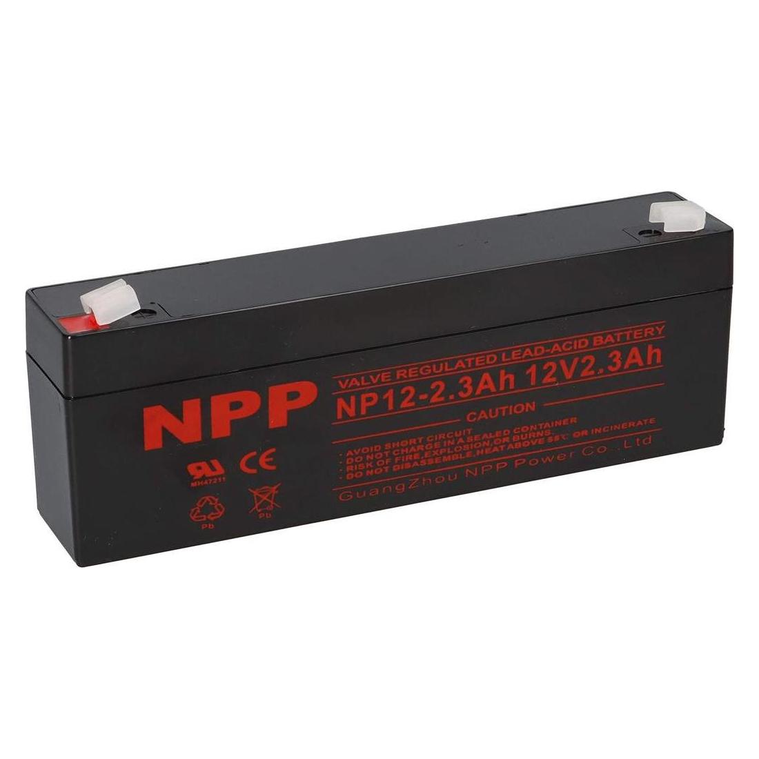 NPP NP12-2.3 AGM-Batterie - 12 V - 2,3 Ah - T1-F1-Anschluss - 178 x 34 x 60 mm (1 Stk., 2300 mAh) (NP12-2.3Ah)