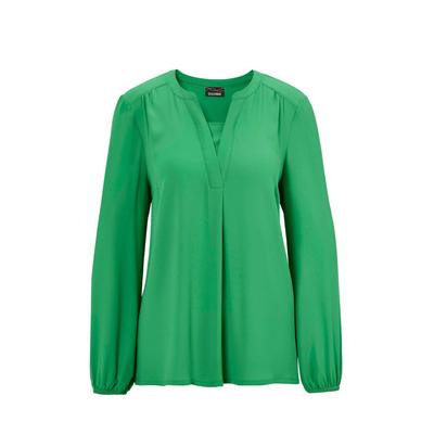 Tunika GOLDNER "Kurzgröße Bluse mit Tunika Ausschnitt", Damen, Gr. 24, grün, Obermaterial: 100% Polyester PES., figurumspielend, weit Gummibündchen, Tuniken, Falten