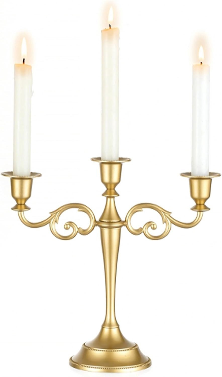 Elegante Gouden 3-Arm Kandelaar voor Tafeldecoratie, Vintage Metalen Kaarsenhouder voor Bruiloft en Kerst