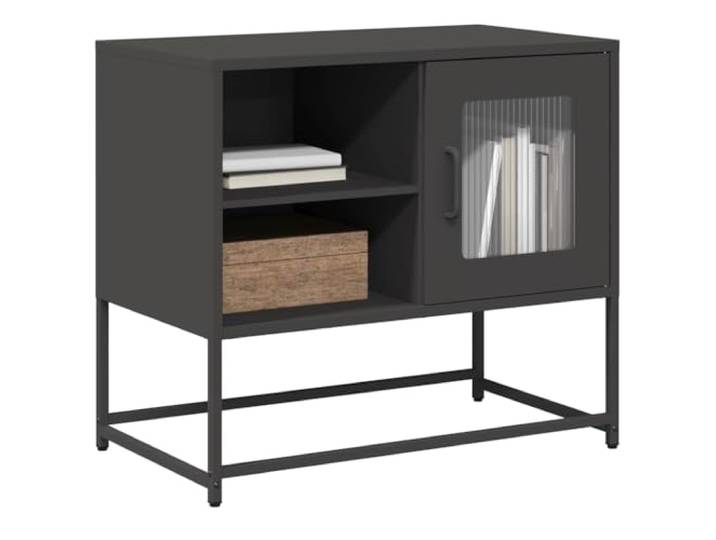 HEFZGDB TV-Schrank Schwarz 68x39x60,5 cm Stahl mit praktischen Türen und Metallgriffen für Multimedia-Geräte und Aufbewahrung, robuste TV-Bank mit reichlich Stauraum und Zwei