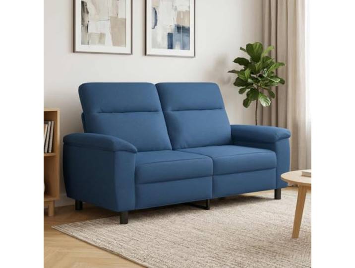 Sofa Blau 178 x 90 x 95 cm Stoff Metallrahmen,Polyesterbezug,Armlehnen,Kissen-Rücken-Design,einfache Reinigung