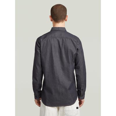 Langarmshirt G-STAR "Clean Slim Hemd", Herren, Gr. M, grau (raw denim), Denim/Jeans, Obermaterial: 100% Baumwolle, Shirts Langarmshirt