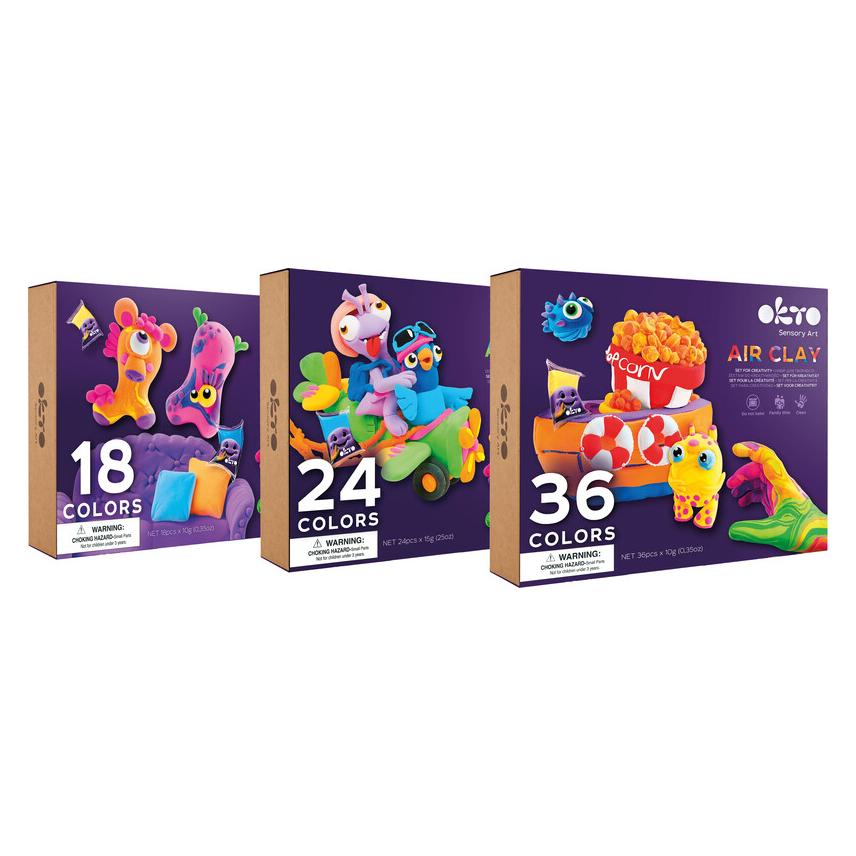 Okto Ein Satz leichter Spielknete, Foamcoline, 24 Farben (70150)