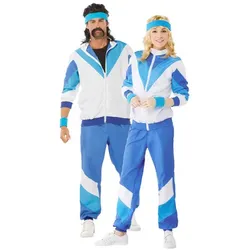 buttinette Trainingsanzug 80er Jahre, weiß/blau