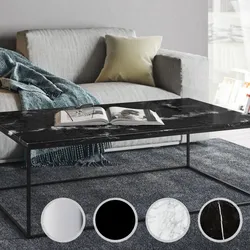 TemaHome »Gleam« Couch- und Beistelltisch Marmor Gleam 120 / Metall Schwarz / Marmor Braun