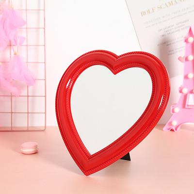 Inspire Daily Merch Girl Heart Mirror Decorative Cosmetic Mirror For Home And Dormitory Wall Decor red