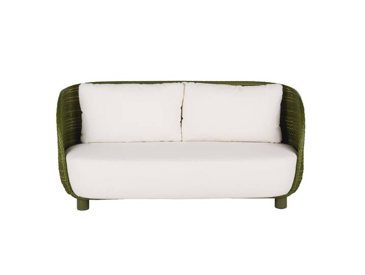 3-Sitzer Gartensofa aus geflochtenem Harz und Kissen aus recyceltem Polyester