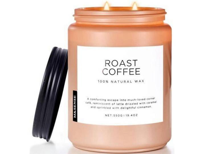 Duftkerze Gerösteter Kaffee 550g, Beige, Paraffin, 12 cm, Dekoration, Kerzen & Kerzenhalter, Duftkerzen