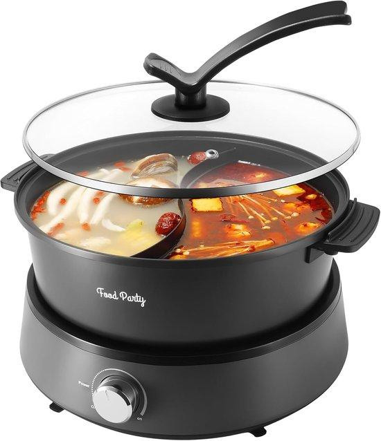 Elektrische hotpot van 4 liter voor 6 personen met scheidingswand, zwart