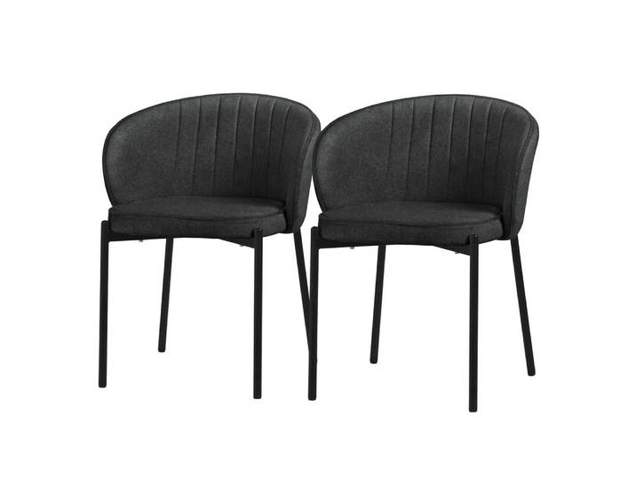 ML-DESIGN Polsterstuhl Esszimmerstühle mit Armlehne & Rückenlehne Ergonomische moderne Design, Armlehnstuhl mit Metallbeine 2er Set Anthrazit Lounge Sessel bis 120kg