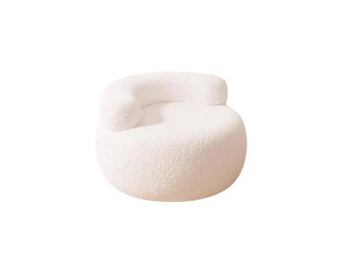 WJIAYAO Runder Sitzhocker Fußhocker-Möbel Tragbares Lazy Sofa, weicher kleiner Hocker, Rückenlehne, Stuhl, rund, aus Lammwolle(WHITE)