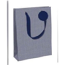 Clairefontaine 6x Geschenktasche, Excellia 210g, Blau/weißes Gittermuster, L 26,5x14x33 cm - Blau 33868-2C