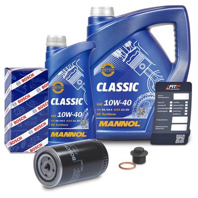 Bosch Ölfilter + 6l 10W-40 Motoröl [Hersteller-Nr. 41109095] für VW, Volvo