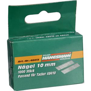 BrüderMannesmann Tackernägel M48413, 10 mm verzinkte Stiftnägel, 1000 Stück