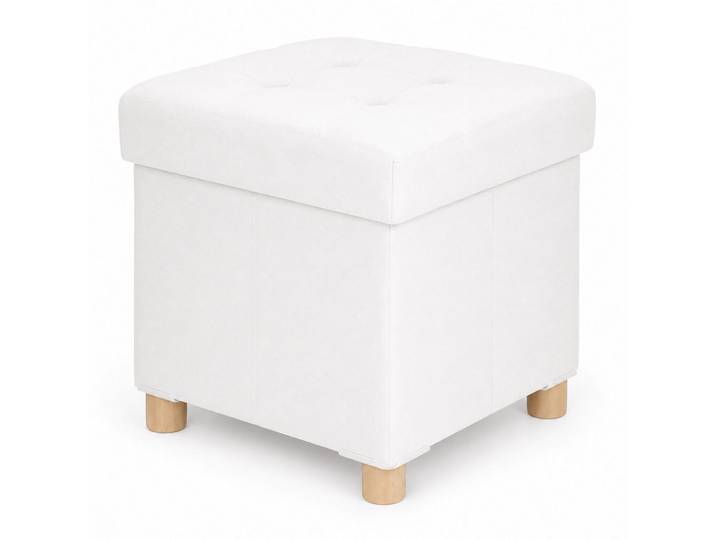 Relaxdays Hocker Weiß mit Stauraum, Textil, Holzwerkstoff, 38x38x38 cm, Wohnzimmer, Sessel, Hocker, Sitzhocker