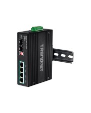 TRENDnet Switch nicht verwaltet 4 x 10/100/1000 PoE+ + 2 x Gigabit SFP an DIN-Schiene montierbar wandmontierbar 120 W Gleichstrom (TI-PG62B)