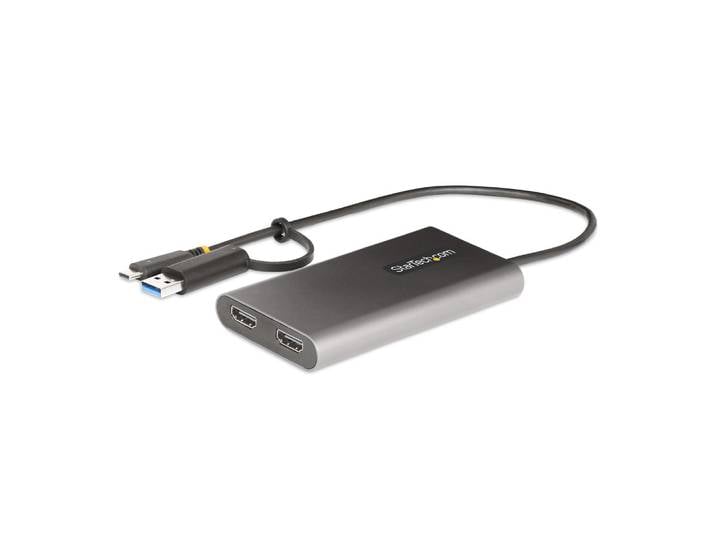 StarTech.com Adaptateur USB-C vers Double HDMI - USB-C ou A vers 2x HDMI - 4K 60Hz - 100W Power Delivery Pass-Through - Adaptateur Vidéo avec Câble In