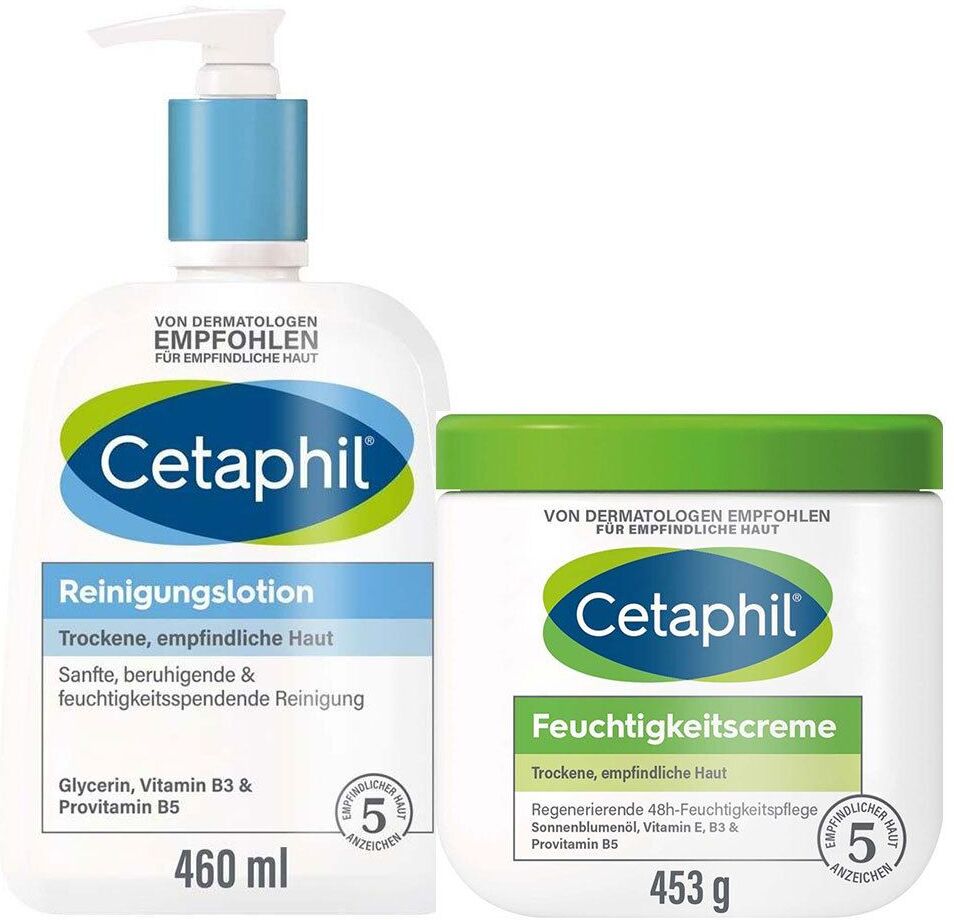 Cetaphil Feuchtigkeitscreme + Reinigungslotion 453+460 ml Set