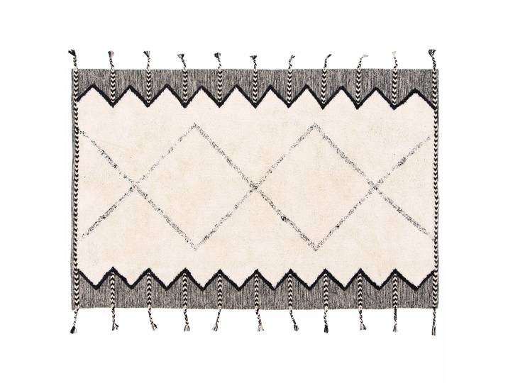 Oviala - Tapis motif berbère en coton tissé et tufté rectangulaire avec franges