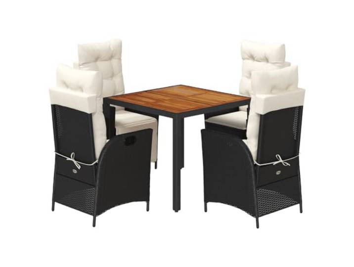 PUGYNBK Esszimmer-Set für den Garten, 5-teilig, synthetisches Rattan, Schwarz