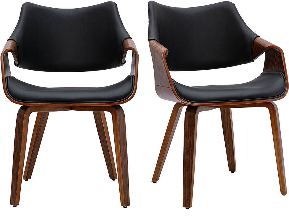 Miliboo Schwarze Stuhle und dunkles Nussbaumholz (2er-Set) SEVAN