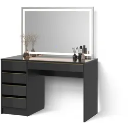 SCHMINKTISCH Imola, Schwarz/Gold, 120 cm mit LED-Spiegel