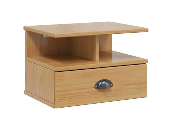 hliofuir Nachttisch Wandmontiert Honigbraun 40x31x27 cm Massivholz Kiefer Kompakter Hängeschrank fürs Schlafzimmer mit Schublade und Metallablage für aufgeräumte Bodenflächen im modernen Zuhause.