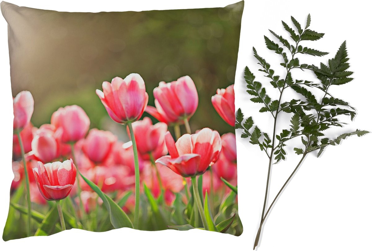 PillowMonkey Sierenkussen Tulpen Zon Lente - 50 x 50 cm