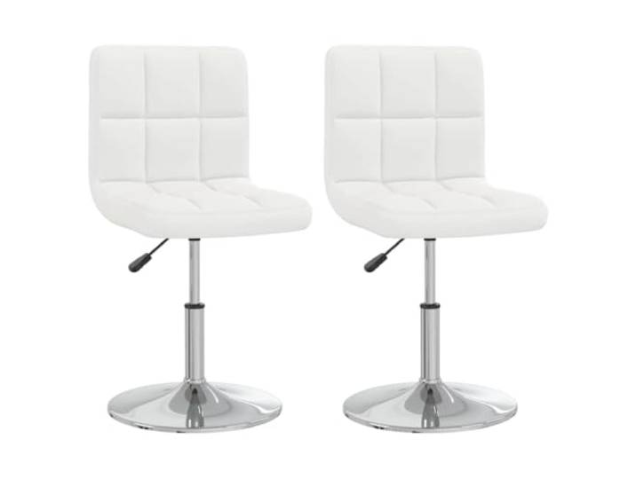 HKLGBVCR Essstühle, 2 Stück, weiß, Kunstleder Modernes Design, Gestell aus verchromtem Stahl, Gasmechanismus, höhenverstellbar, Schwenkfunktion, Bürogebrauch