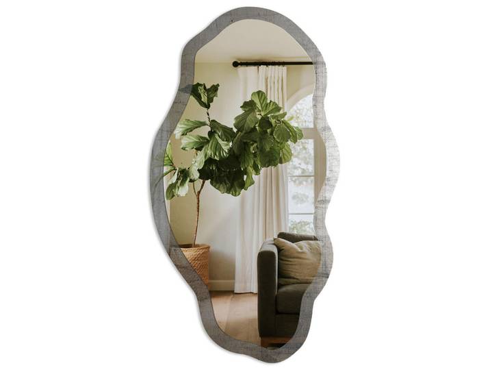 Tulup Spiegel 90x45 cm asymmetrisch mit Druck - Metallische Textur, Transparent, Glas, Organisch, 45x90x0.4 cm, Spiegel, Wandspiegel