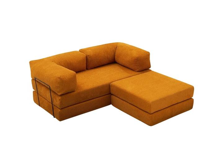 Bettsofa Foldbar Orange Fabric: 100 Prozent CHENILLE B 190 T 95 cm - Material: Fabric: 100% CHENILLE