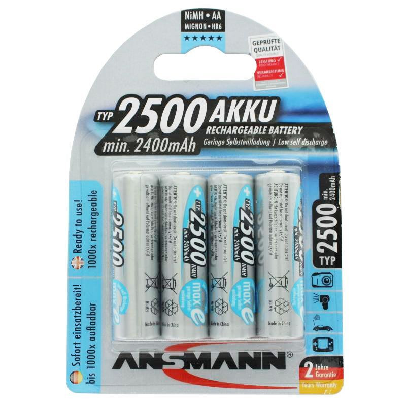 Ansmann maxE Mignon AA Oplaadbare batterij 2500mAh - Set van 4