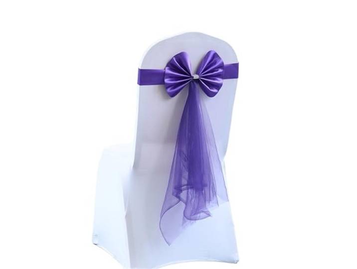 Stuhlschleifen für Hochzeiten 10/50/100 Stück Stuhlschärpen Stretch Stuhl Schleife Knoten mit Schmetterling Organzaband for Hochzeitsbankett Geburtstag Hotel Party Dekor(Dark Purple,10 pcs)