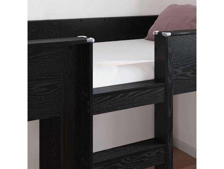 KTHLBRH Etagenbett Eiche schwarz 90 x 200 cm Mehrschichtiges Holz, 2 Ebenen, stabiler Rahmen, modernes Design für Kinderzimmer