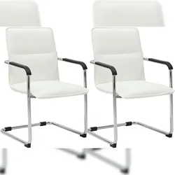 PROREGAL 2er Set Besucherstuhl SAN SEBASTIAN HxBxT 92x57x59cm Kunstleder Weiß Konferenzstuhl
