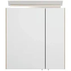 Spiegelschrank 60cm inkl. Design LED-Lampe und Glasböden weiss hochglanz