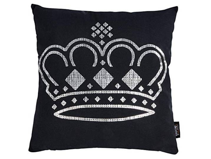done. Cushion Black LINE Kissen mit Glanz-Druck Silber 45 cm x 45 cm Crown