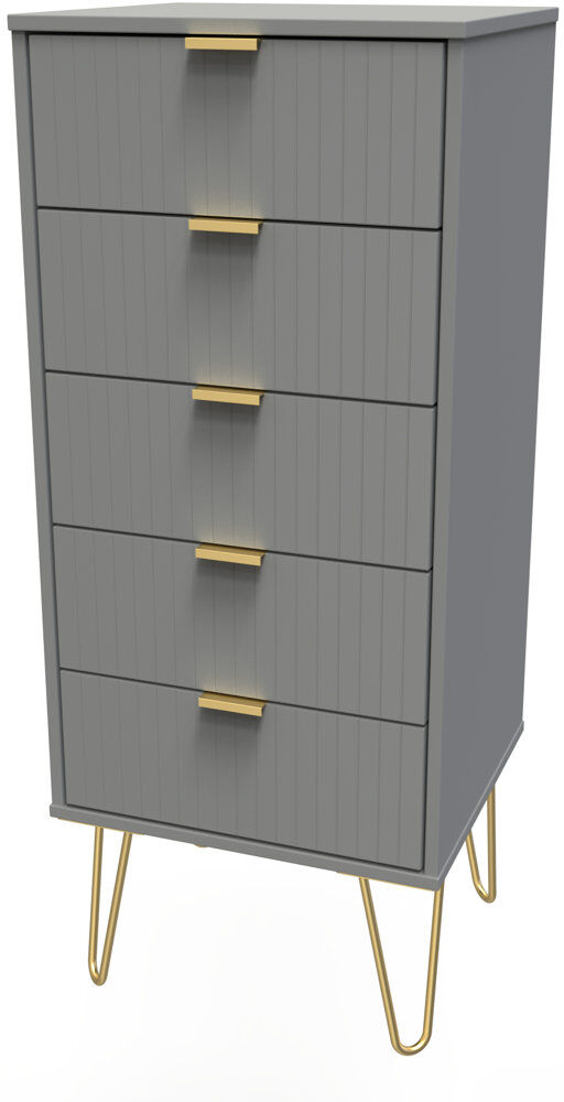 Canora Grey Fully Assembled Alcibades 5 - Drawer Chest of Drawers Dusk Grey 107.5cm H X 39.5cm W X 41.5cm D