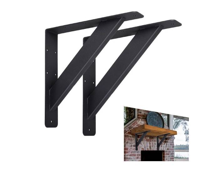 LuxusKollektion Wandregalhalter Regalhalterung L-Form 25x25cm 2Stk Schwarz, 2-tlg.