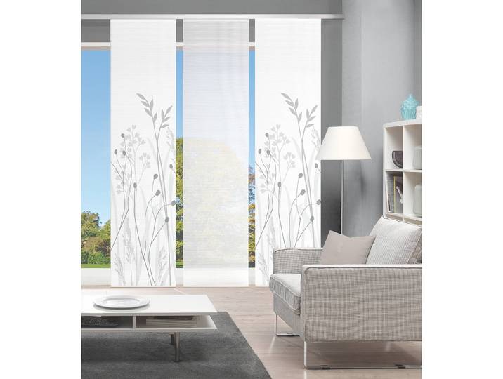 Schiebevorhang Grasil 60 x 260cm Weiß 3er Set
