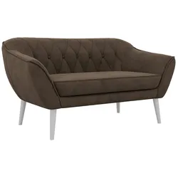 2-SITZER-SOFA PIRS - Braun Velvet - Weiße Beine