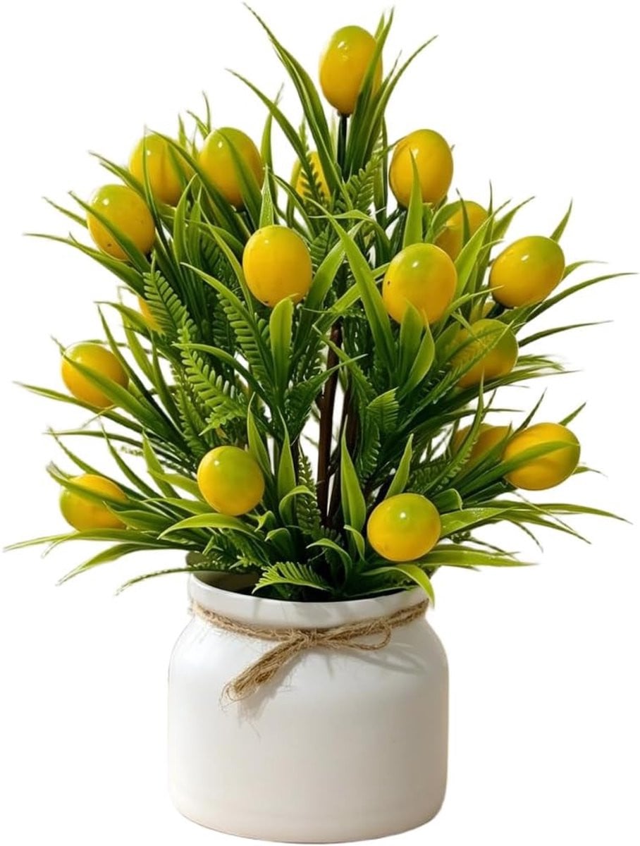 Kunstfruit boom met citroenen voor decoratie, Hoogte: 25 cm