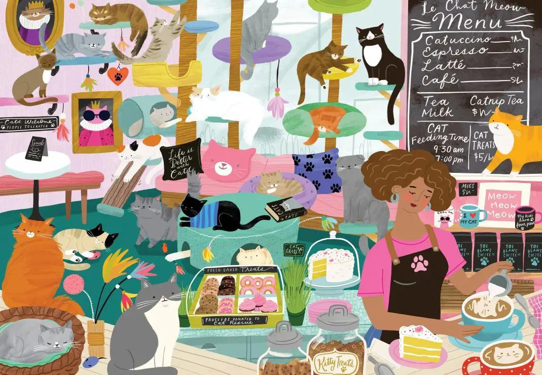 Pieces & Peace Puzzel Katten Café - 1000-delige puzzel