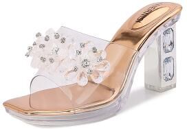 LightInthebox Women's Transparent Crystal Block Heels - Nightlife Party Sandals